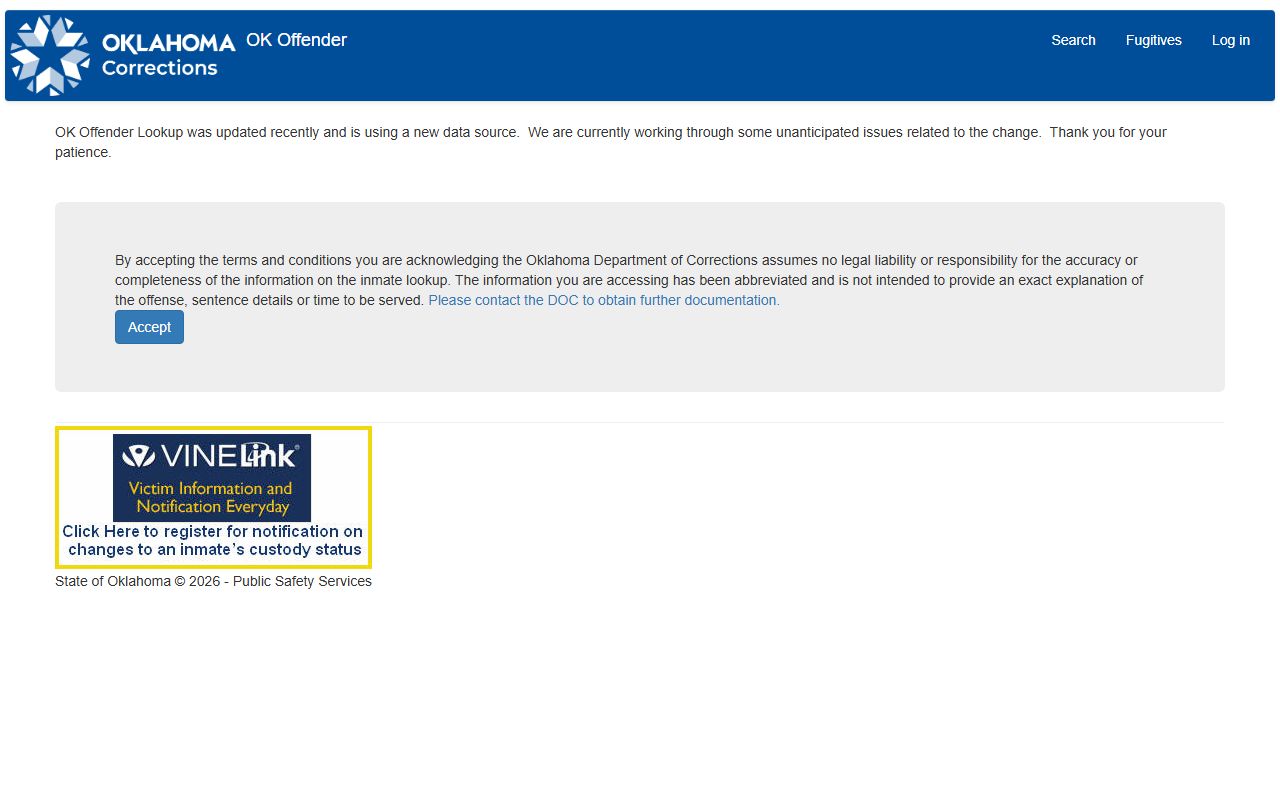 McClain County arrest and charge records on the Oklahoma DOC offender lookup