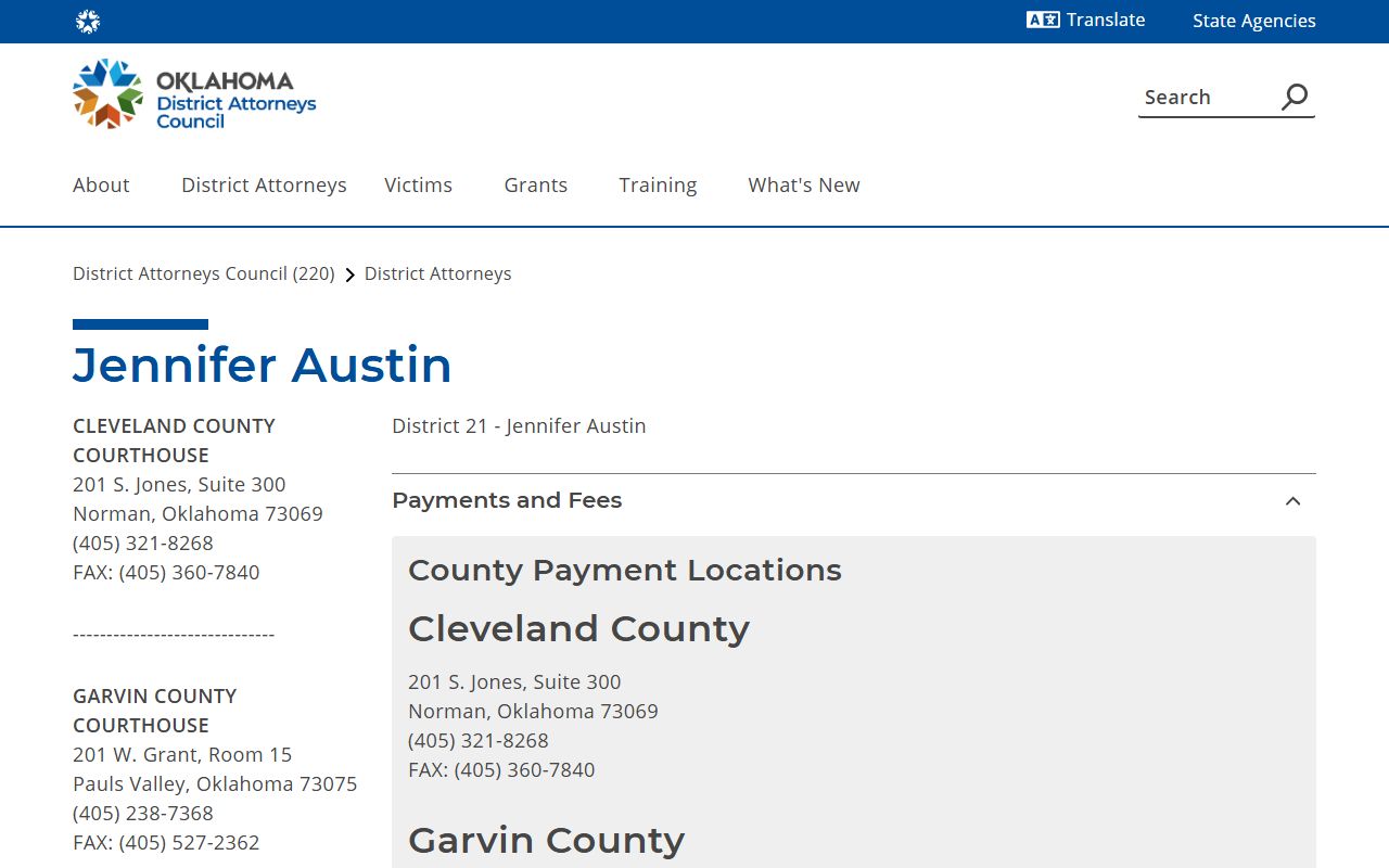 McClain County District 21 District Attorney office that prosecutes criminal court cases