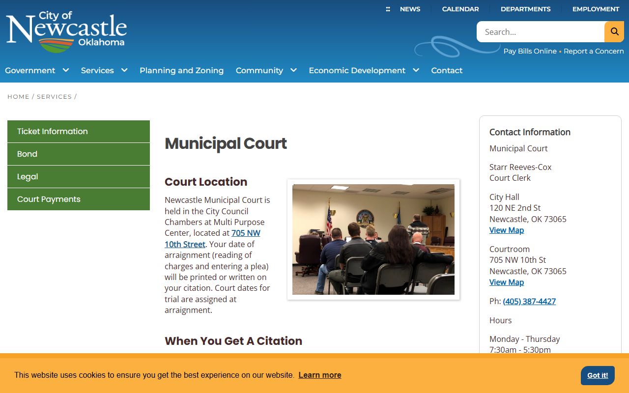 McClain County traffic ticket payment options at Newcastle Municipal Court